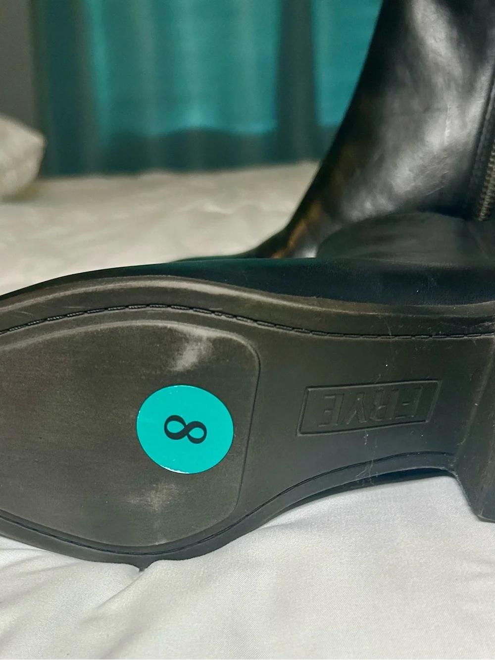 NWT Frye Black Leather Ankle Booties – Side Zip – Stacked Heel - Size 8